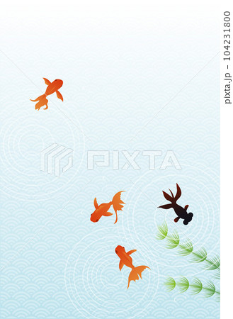 金魚の背景イラスト素材 ベクター 夏 暑中見舞い 104231800