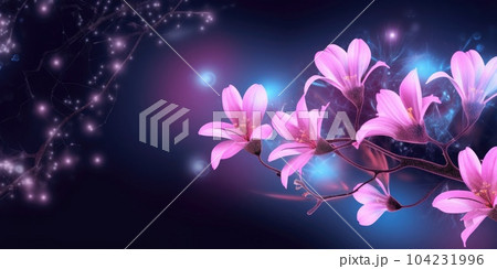 Beautiful abstract pink night photo floral design background banner. generative ai AIG32 Beautiful abstract pink night photo floral design background banner. generative ai AIG32 104231996