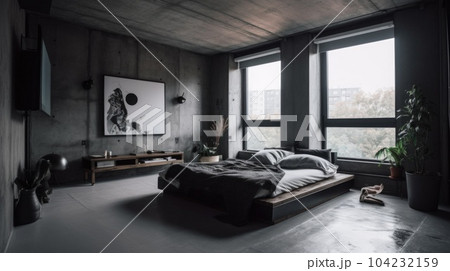 Bedroom decor, home interior design . Industrial Minimalist style 104232159