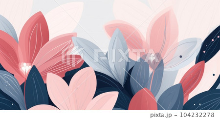 Beautiful abstract pink blue pastel simple doodle cartoon floral design background. generative ai AIG32 104232278