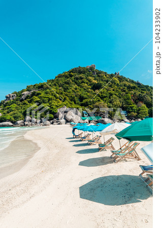 White beach and seaside chairs,relax in summer 104233902