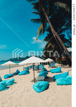 White beach and seaside chairs,relax in summer 104234077