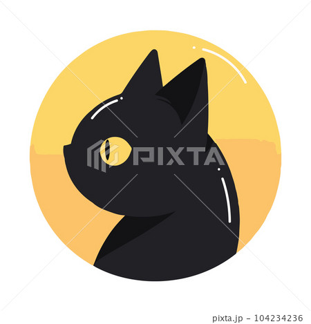 Hand Drawn cute black cat in flat style Hand Drawn cute black cat in flat style 104234236