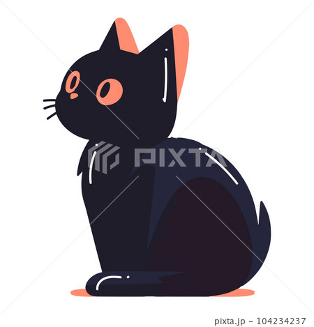 Hand Drawn cute black cat in flat style 104234237
