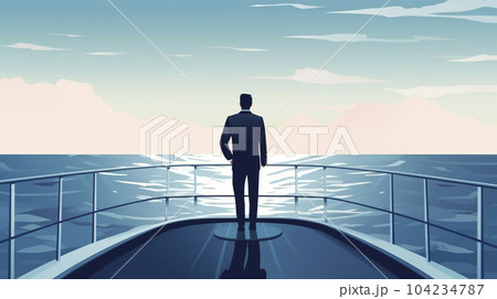 船の先端に立っているビジネスマン「AI生成画像」 104234787