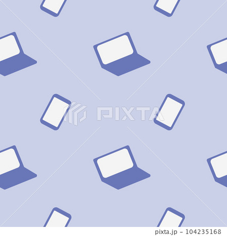 Laptop and phone, seamless pattern, vector. Back to school. 104235168