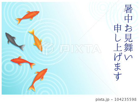金魚の暑中見舞いハガキ 横 金魚の暑中見舞いハガキ 横 104235598