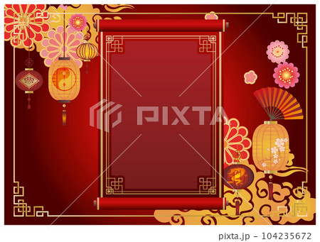 中華風伝統的飾り枠フレーム背景 104235672