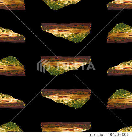 Turkish baklava. Oriental sweets. Watercolor seamless pattern on a dark background. Can be used for textile design, paper products 104235807