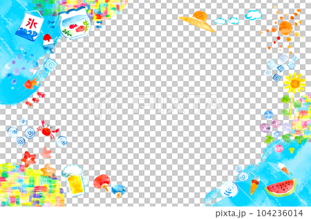 夏の背景素材 夏イメージ 水彩イラスト 夏の背景素材 夏イメージ 水彩イラスト 104236014