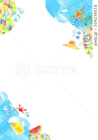 夏の背景素材　夏イメージ　水彩イラスト 104236018