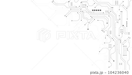 Black circuit diagram on white background. 104236040