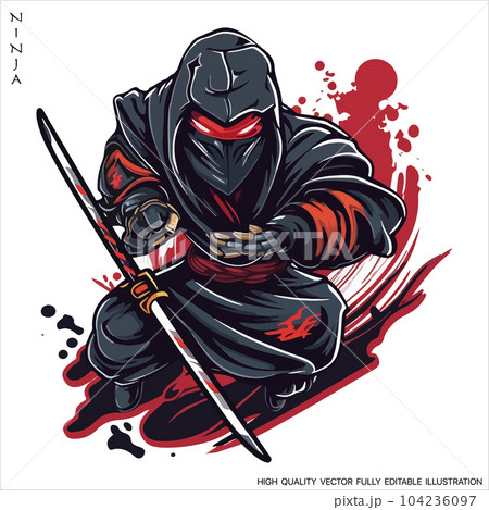 Ninja mascot logo vector template, Creative Ninja emblem design concepts. Fully editable Vector illustration. 104236097