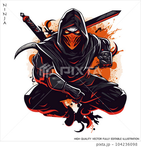 Ninja mascot logo vector template, Creative Ninja emblem design concepts. Fully editable Vector illustration. 104236098