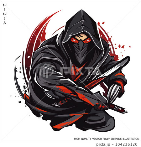 Ninja mascot logo vector template, Creative Ninja emblem design concepts. Fully editable Vector illustration. Ninja mascot logo vector template, Creative Ninja emblem design concepts. Fully editable Vector illustration. 104236120
