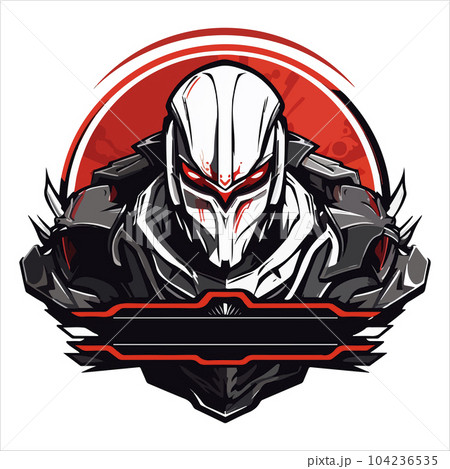 Cyborg mech warrior e-sport emblem logo. Cyborg vector illustration for print. 104236535