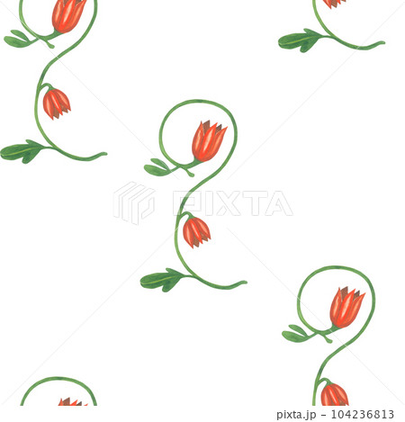 Watercolor plant monogram in medieval style. Seamless pattern hand drawn on a transparent background.  Watercolor plant monogram in medieval style. Seamless pattern hand drawn on a transparent background.  104236813