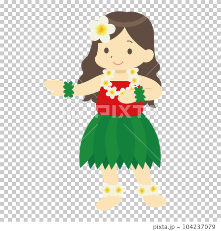 Illustration of a hula dancing woman 104237079
