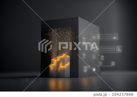 Big data abstract concept with data clusters collected by server. Digital sorting and management concept. Generated AI. Big data abstract concept with data clusters collected by server. Digital sorting and management concept. Generated AI. 104237666