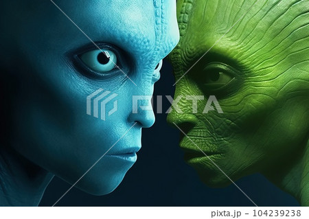 blue alien facing racism of green aliens...のイラスト素材 [104239238] - PIXTA