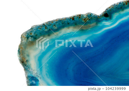 Macro mineral stone Blue Agate breed a white background Macro mineral stone Blue Agate breed a white background 104239999
