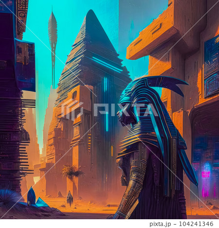 Illustration of fantastic symbols of ancient Egypt Illustration of fantastic symbols of ancient Egypt 104241346