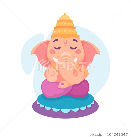 Ancient Indian Hindu Ganesha God and Deity Vector Illustration Ancient Indian Hindu Ganesha God and Deity Vector Illustration 104241347