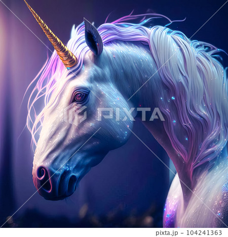 Beautiful and powerful fantasy rainbow unicorn. - Stock Illustration  [104241357] - PIXTA