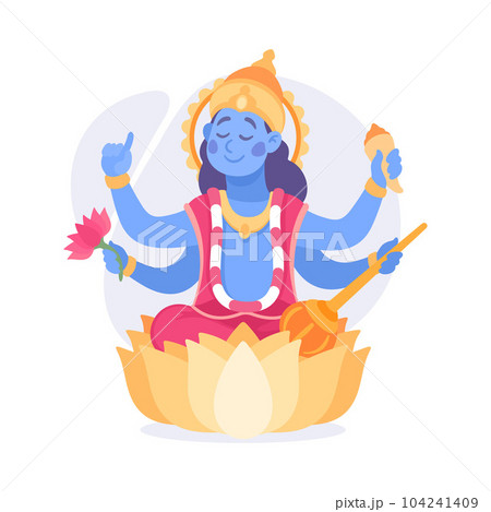 Ancient Indian Hindu Vishnu God and Deity Vector Illustration 104241409