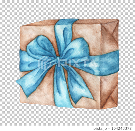 Watercolor painting of Brown gift box. Watercolor painting of Brown gift box. 104243378