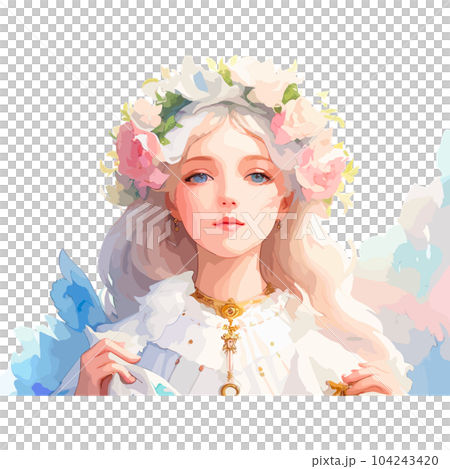 Beautiful woman with floral wreath  104243420