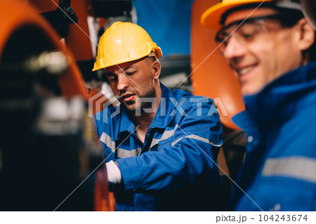 Professional worker maintenance machine robotic arms industrial machinery 104243674