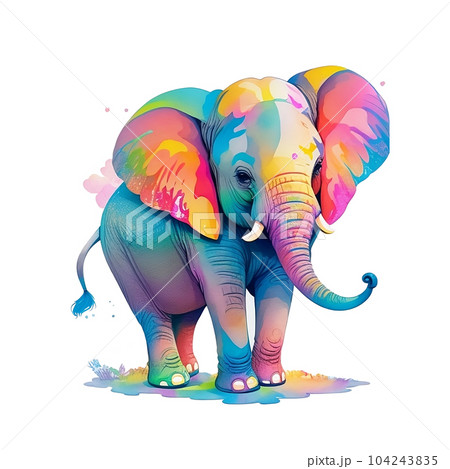 Colorful elephant in watercolor  104243835