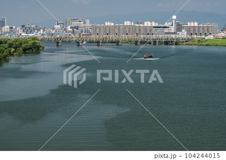 菅原城北大橋から見た淀川風景 菅原城北大橋から見た淀川風景 104244015