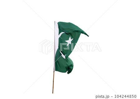 Pakistan's national flag flies in the sky. 104244850