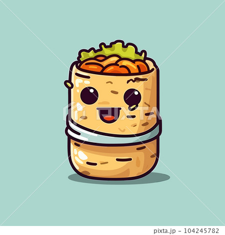 Burritos hand-drawn illustration. Mexican burrito wrap. Vector doodle style cartoon illustration Burritos hand-drawn illustration. Mexican burrito wrap. Vector doodle style cartoon illustration 104245782
