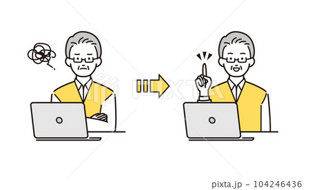 パソコンを使う高齢男性 パソコンを使う高齢男性 104246436