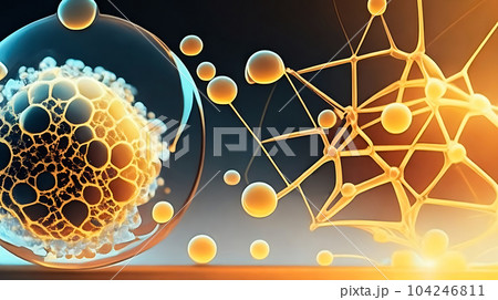 illustration of living cell division, embryo background in yellow tone 104246811