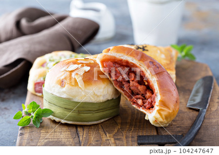 Savory chinese pastries with red bean filling 104247647