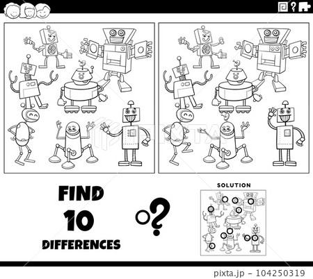 differences activity with cartoon robots...のイラスト素材 [104250319] - PIXTA