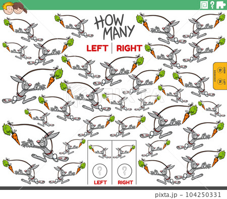 counting left and right pictures of comic rabbit chasing a carrot counting left and right pictures of comic rabbit chasing a carrot 104250331