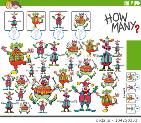 how many cartoon clowns characters counting game how many cartoon clowns characters counting game 104250333