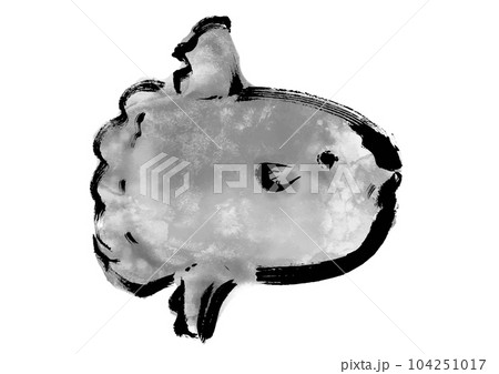 マンボウの手描き和風イラスト和風素材　右向き 104251017