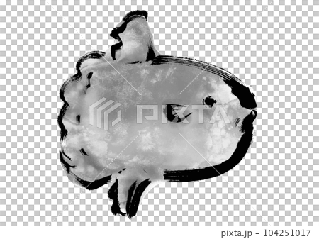 Hand-drawn Japanese-style illustration of sunfish Japanese-style material facing right 104251017