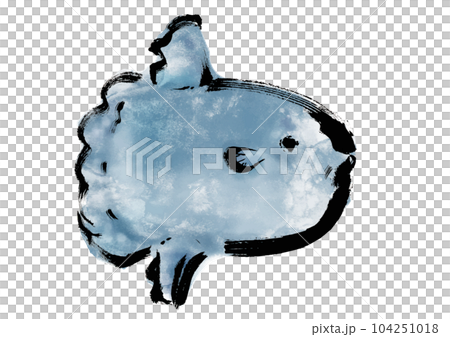 マンボウの手描き和風イラスト和風素材　右向き 104251018