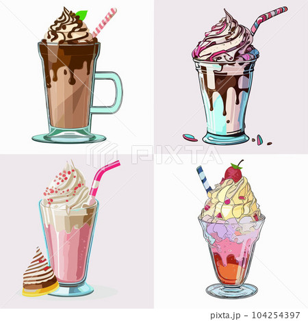 set of vector arts of cartoons milkshakes  104254397