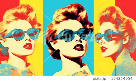 Retro style drawing of woman on bright background, historical stories concept 104254954