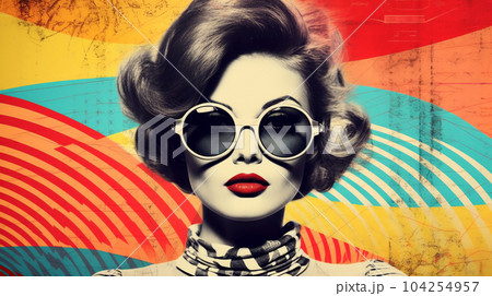 Retro style drawing of woman on bright background, historical stories concept Retro style drawing of woman on bright background, historical stories concept 104254957