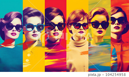 Retro style drawing of woman on bright background, historical stories concept 104254958