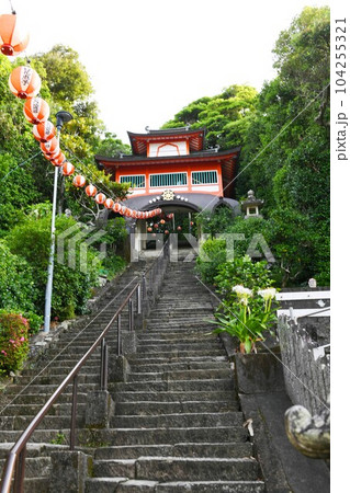 【室戸市 四国八十八ヶ所巡礼 土佐 第二十五番札所「津照寺」参道の石段と鐘楼門】 【室戸市 四国八十八ヶ所巡礼 土佐 第二十五番札所「津照寺」参道の石段と鐘楼門】 104255321